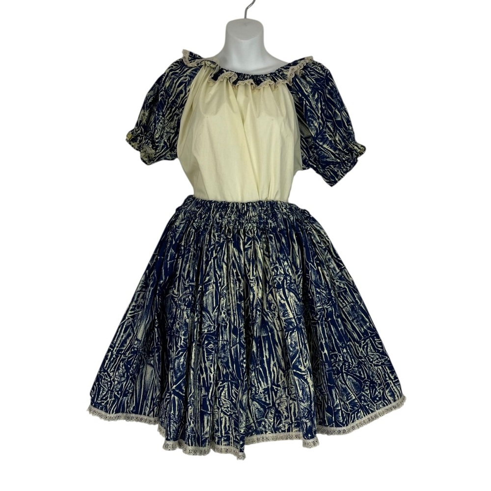 Vintage Handmade Folk Prairie Elastic Two Piece Skirt Set Waist Size Medium